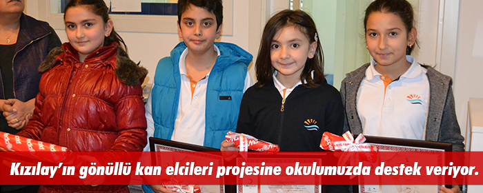 Kzlay'n  gnll kan elcileri projesine okulumuzda destek veriyor.